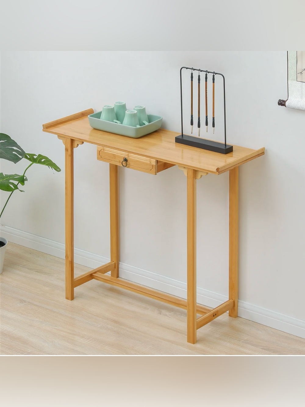 Natural Bamboo Console Table with Drawer - Light Wood ❗️🤎🌟